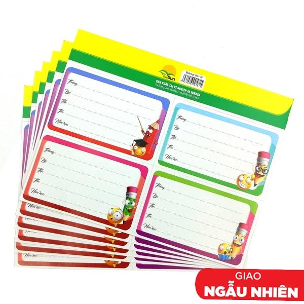 Bộ 4 Nhãn Học Sinh The Sun 4 Ô (6 Tờ/Xấp) (Mẫu Màu Giao Ngẫu Nhiên)