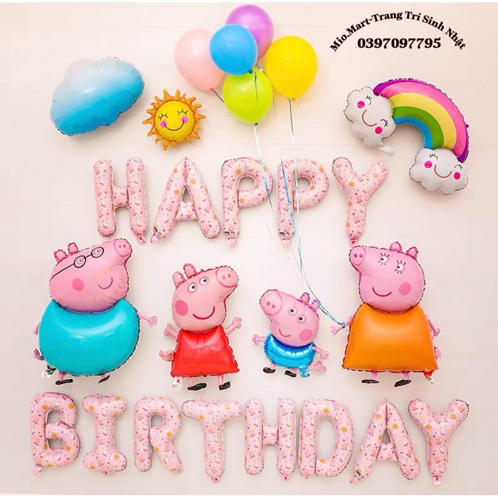 Bóng Hình Heo Peppa Đủ Màu,Bóng Bay Gia Đình Heo Trang Trí Sinh Nhật BB28
