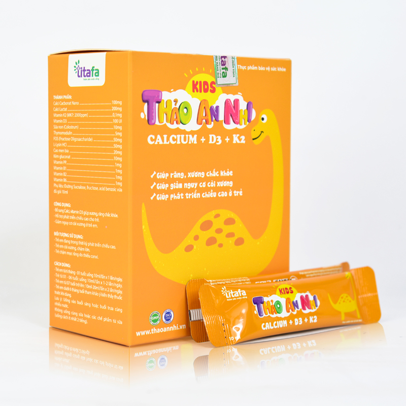 KIDS THẢO AN NHI CALCIUM+D3+K2 - Hỗ trợ phát triển chiều cao ở trẻ - Hộp 20 gói -