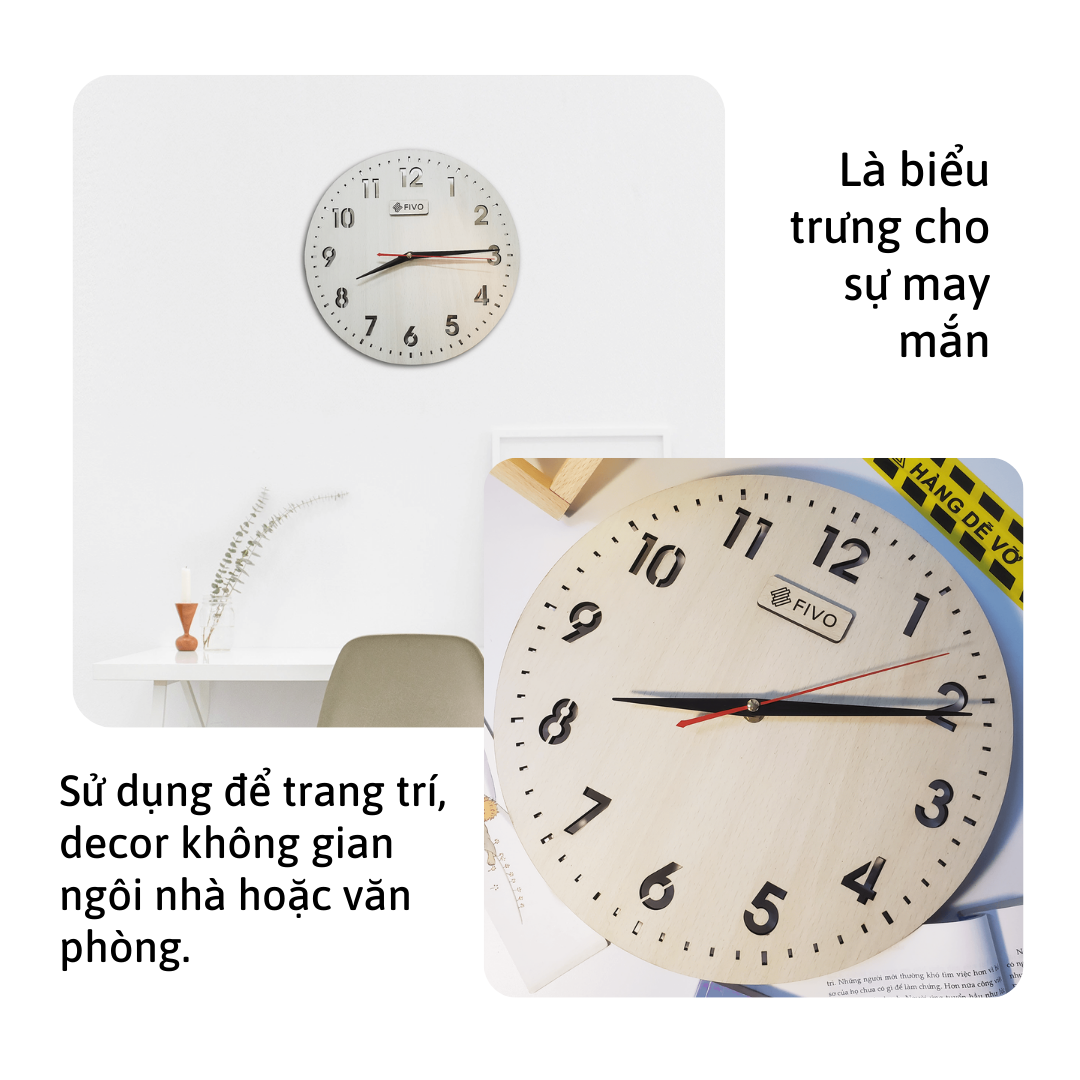 Đồng Hồ Treo Tường Trang Trí Phòng Khách, Thương Hiệu FIVO Mẫu FW05 Đơn Giản Thanh Lịch Phù Hợp Mọi Không Gian