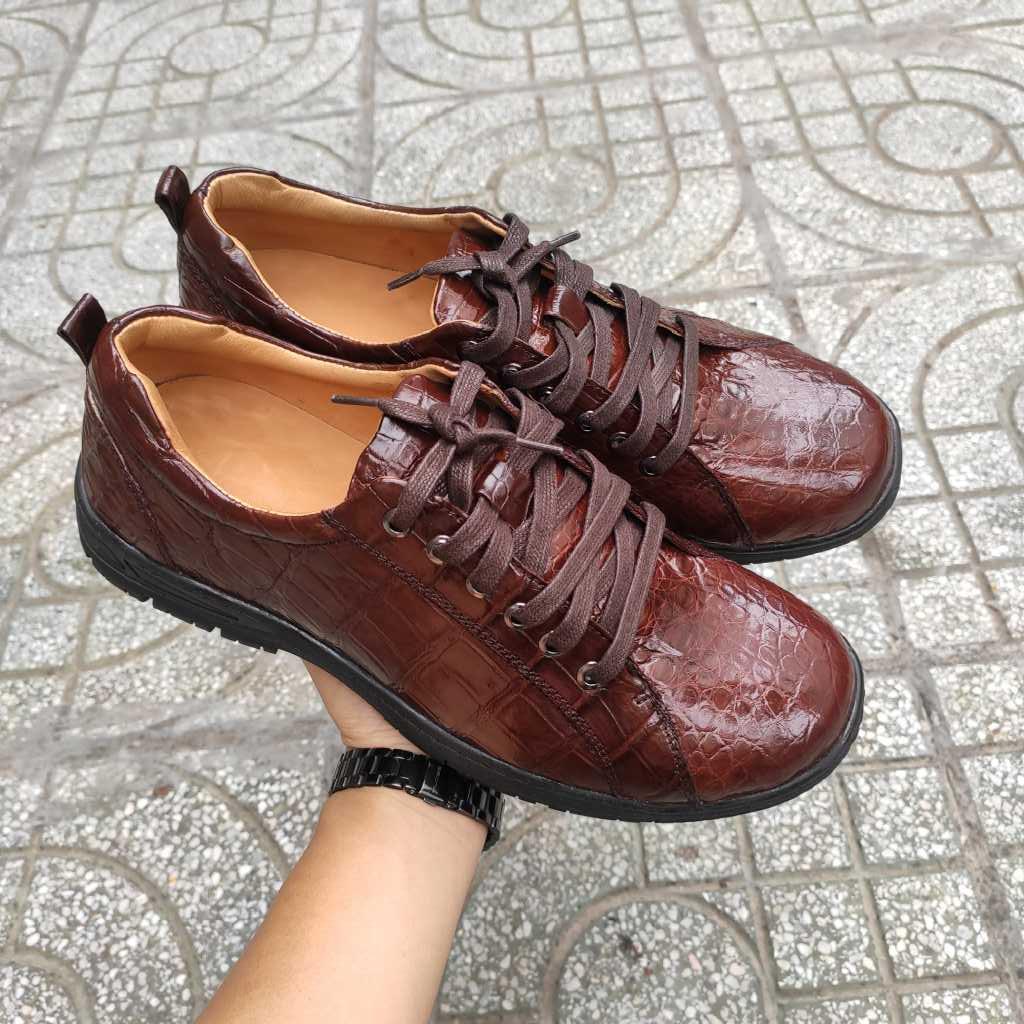 Giày Thời trang da cá sấu có buộc dây rất đẹp!