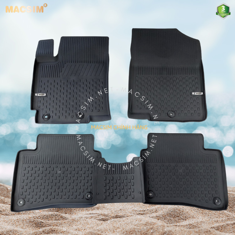 Thảm lót sàn ô tô nhựa TPE Silicon Hyundai Accent Blue 2011+ Black Nhãn hiệu Macsim