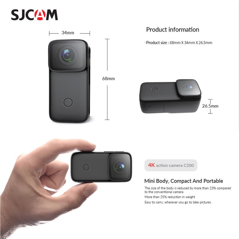 Máy ảnh hành động SJCAM C200 4K 24fps WiFi Gyro Filgizer Tầm nhìn ban đêm 40M Máy ảnh bảo hiểm xe đạp xe máy không thấm nước máy ảnh
