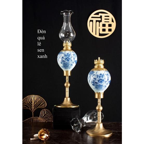 ĐÔI ĐÈN THỜ DẦU CHÂN ĐỒNG TINH XẢO SỨ BÁT TRÀNG