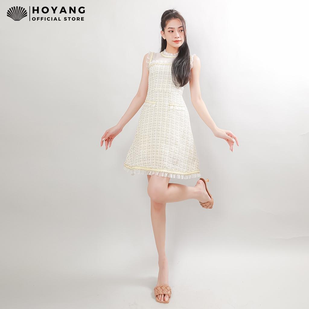 Đầm Dạ Tweed Phối Ren Sang Trọng HOYANG DHY69