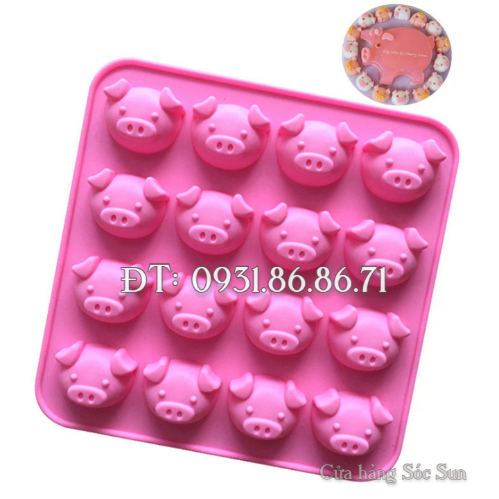 Khuôn silicon 16 mặt heo con – Mã số 1087