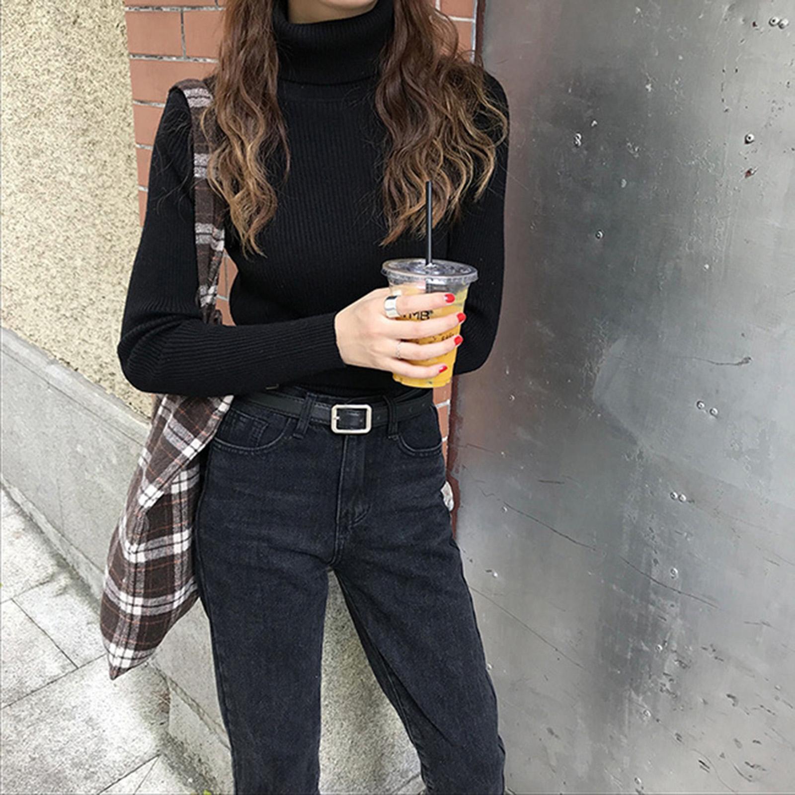 Lady Turtleneck Knit Sweater Long Sleeves  Slim Sweater for Women