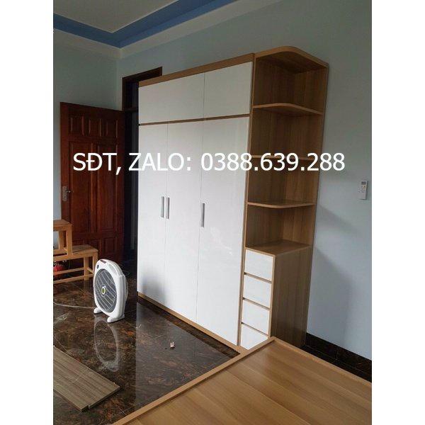 Tủ quần áo gỗ mdf có kệ trang trí 2 tầng