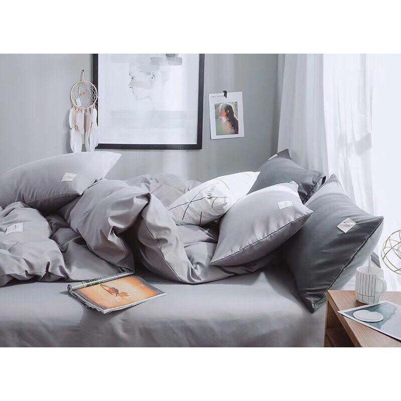 Bộ vỏ chăn ga gối cotton TC một màu trơn