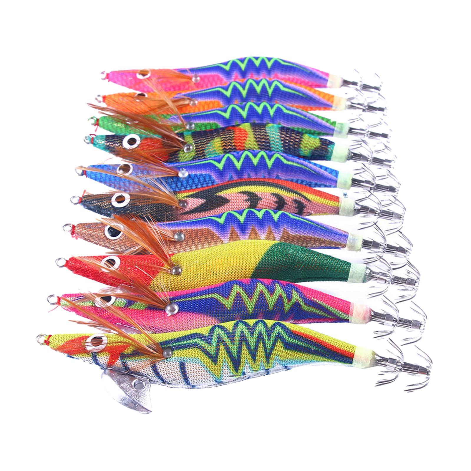10x Luminous Squid Jig Hooks Squid Jig Lures Saltwater Fishing Lures