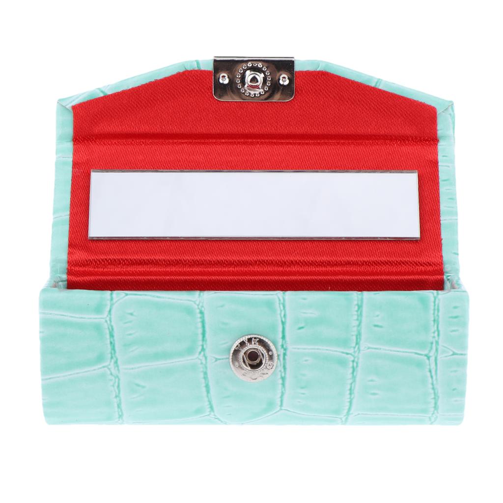 Durable Soft Leather Lipstick Case Holder Organizer Bag for Purse Cosmetic Storage Kit With Mirror