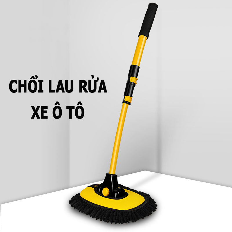 Bàn Chải Rửa Ô Tô Hợp Kim Nhôm; Thiết Kế Tay Cầm Cong Độc Đáo; Chổi Lau Mềm Mại Đa Chức Năng - Hàng Nhập Khẩu