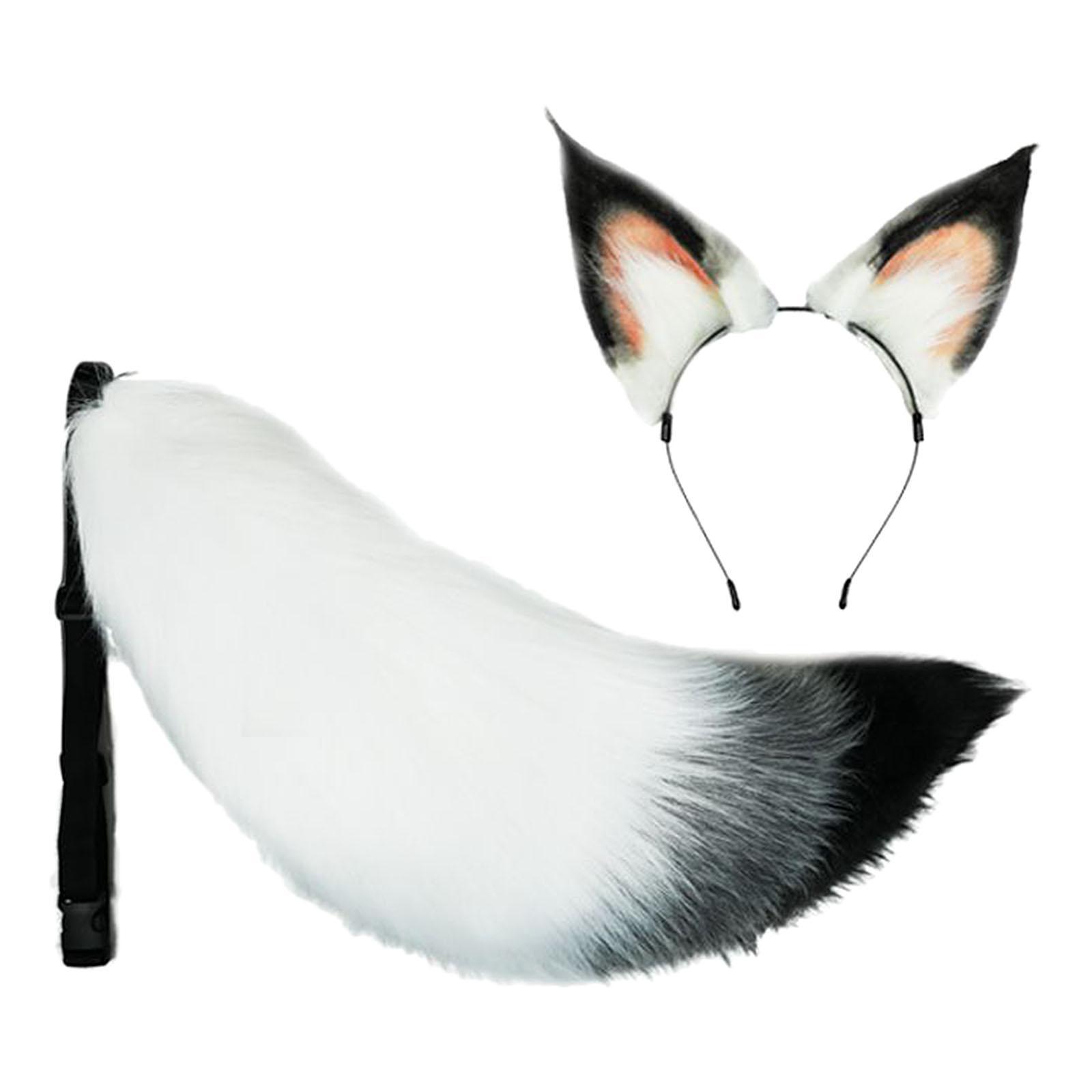 2x Plush Fox Ears and Tail Set Kids Adult Headband Cosplay Fancy Dress