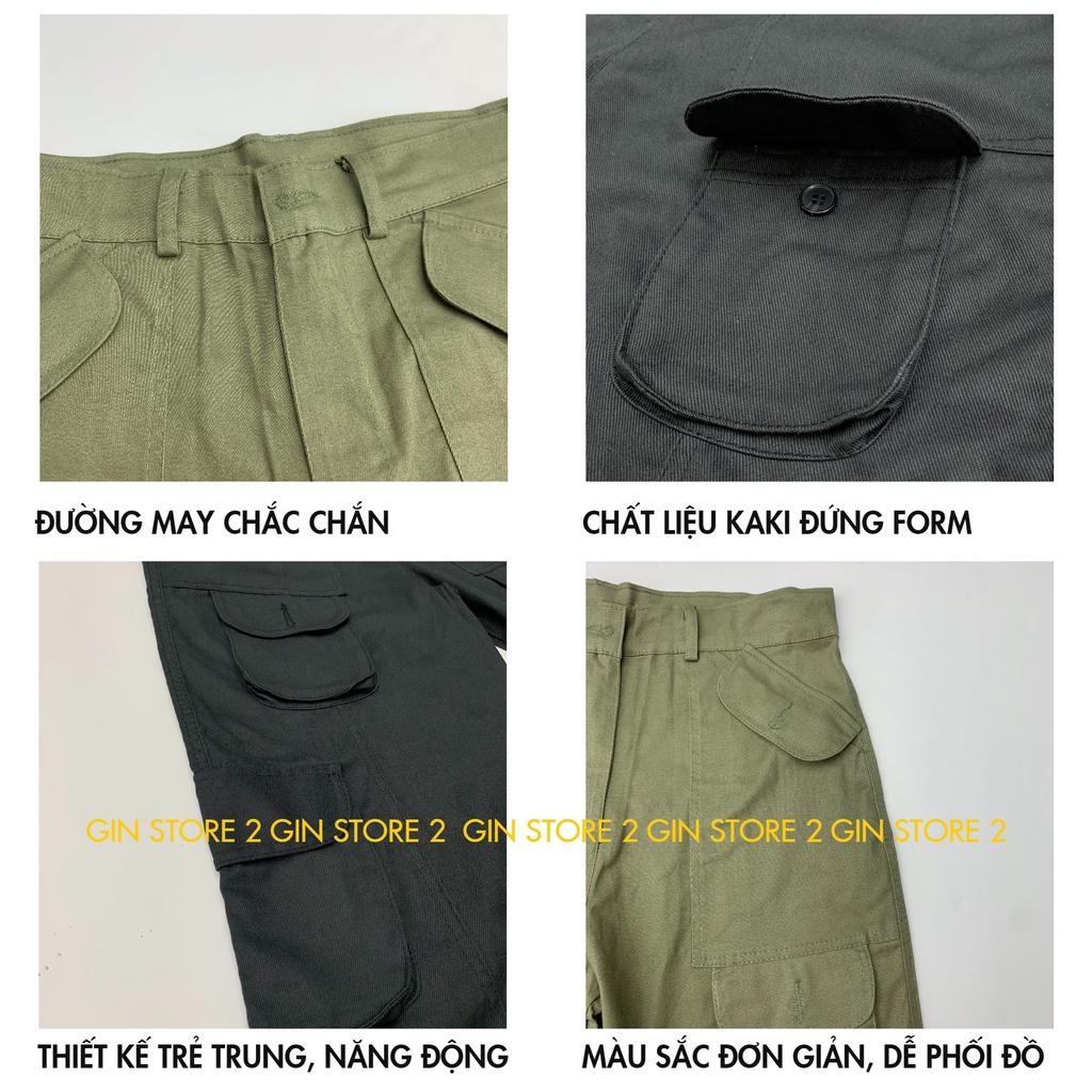 Quần Kaki ống rộng unisex , cargo pants cạp thấp nam nữ , quần túi hộp phong cách y2k gin store