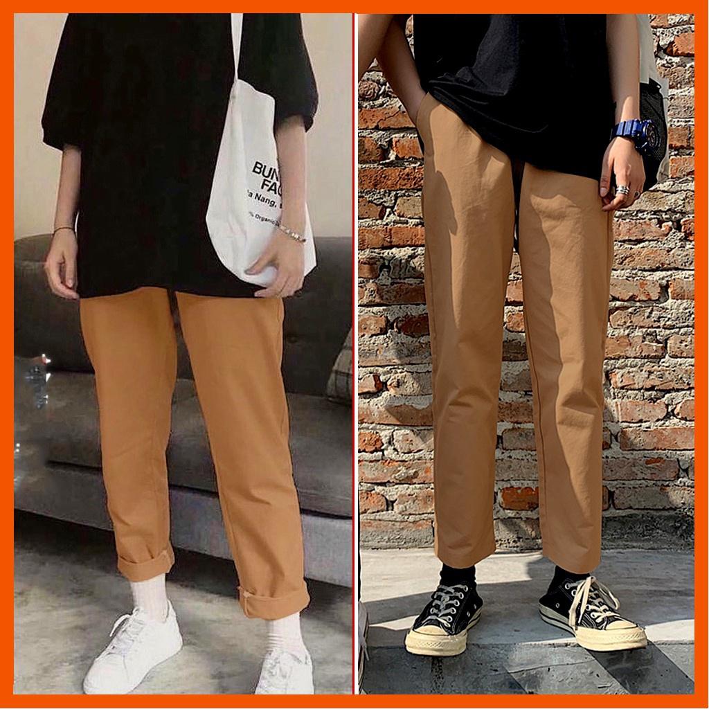 Quần Kaki Baggy Unisex Nam Nữ, Baggy Unisex Kaki Nam Nữ cạp chun vải Kaki nhập Hàn mềm co giãn