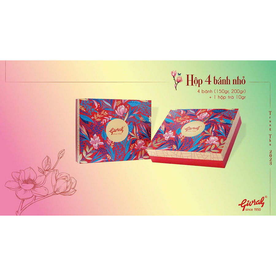 [HSD: 24/10/2025] Hộp 4 Bánh Trung Thu Givral Sắc Màu (150gr)