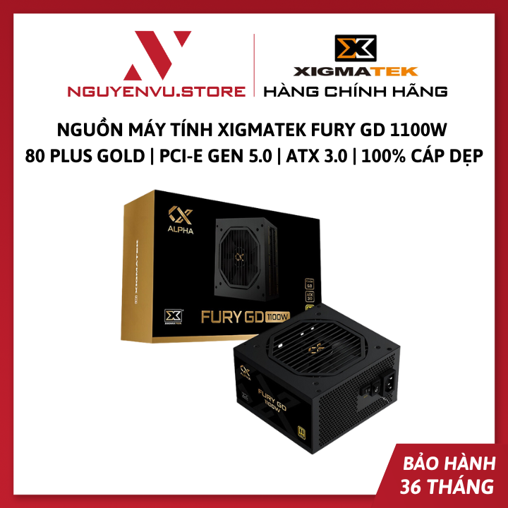 Nguồn Máy Tính XIGMATEK Fury GD 1100W | 80 Plus Gold | PCI-E Gen 5.0 | ATX 3.0 | 100% Cáp Dẹp - Hàng Chính Hãng