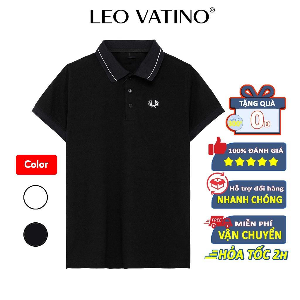 Áo polo nam Leo Vatino thêu logo phối cổ dệt viền chất Cotton cá sấu bộ 2 màu co giãn chuẩn form tay ngắn mẫu 2