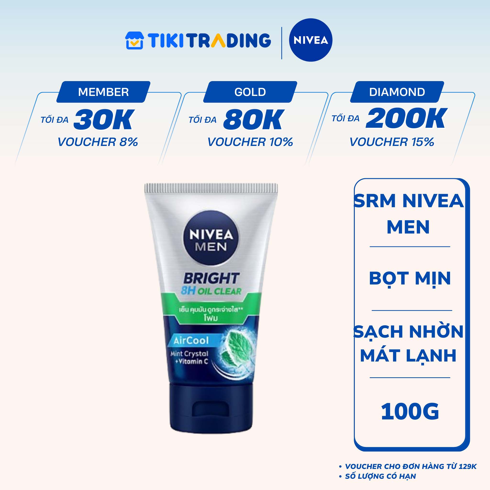 Sữa Rửa Mặt Nivea Men Hạt Mát Xa Sạch Nhờn Mát Lạnh (100G) – 88880