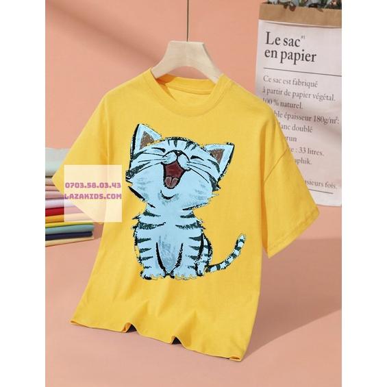 Áo thun cho bé gái form rộng dễ thương 20kg-45kg mặc dễ thương in hình MICKEY nơ hoạt hình KIDS GENZ unisex