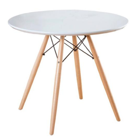 BÀN TRÒN EAMES CHÂN GỖ BEECH CAO 72CM, MẶT GỖ 60CM MÀU TRẮNG