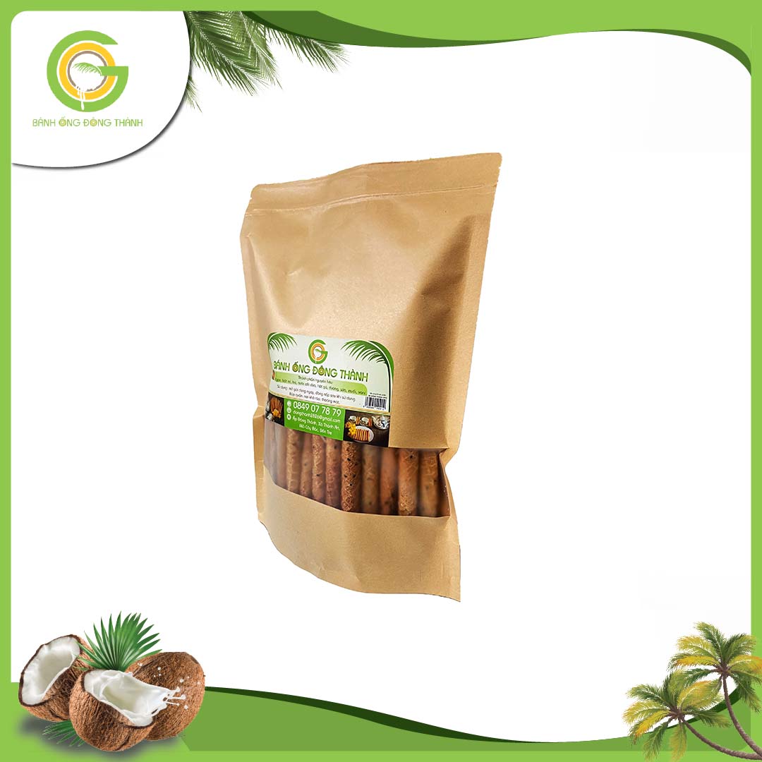 Bánh ống Đông Thành thơm ngon - Bánh ống xứ dừa dạng túi- Đặc sản Bến Tre túi bánh ống dừa