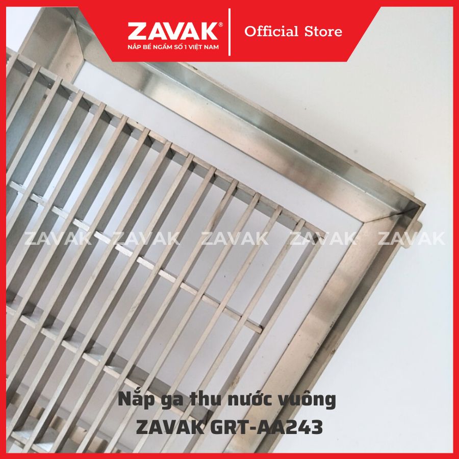 Rãnh Thoát nước vuông Inox 304 ZAVAK Grating GRT-AA243