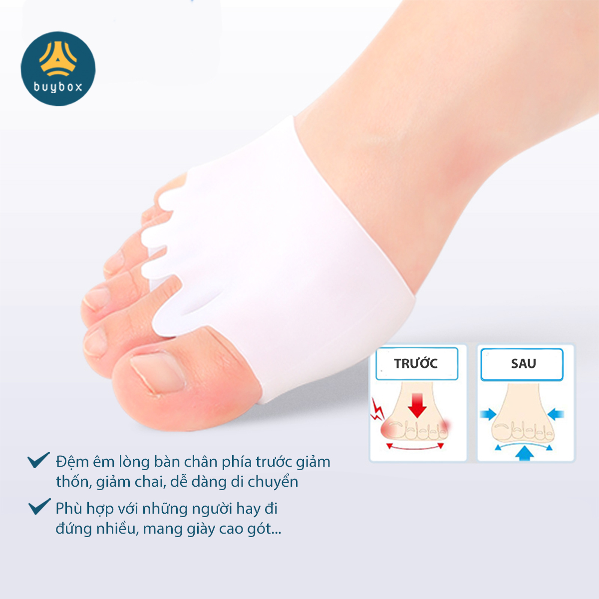 Combo 2 cặp dụng cụ chỉnh hình ngón chân cái bị vẹo Hallux Valgus chất liệu nhựa PC, vớ siliconesilicone tổ ong - Buybox