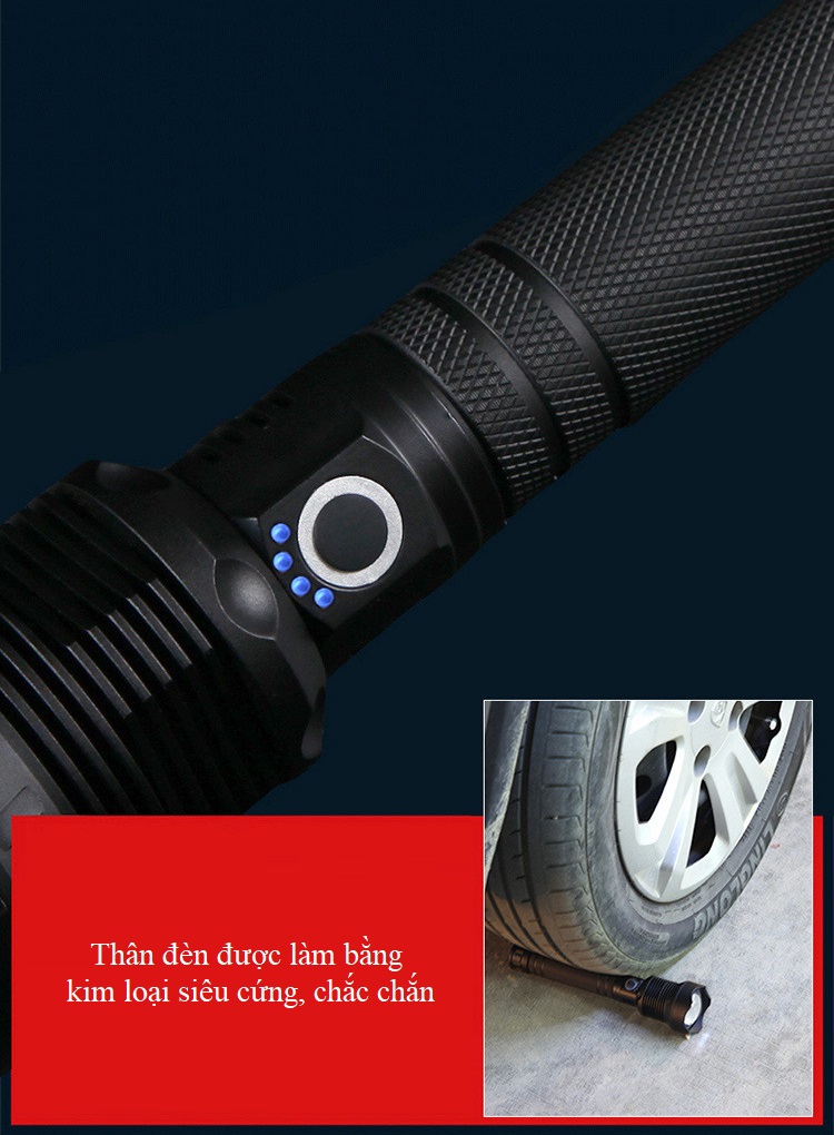 Đèn pin siêu sáng CREE P70 - Tặng VÍ THÉP ĐA NĂNG 11IN1