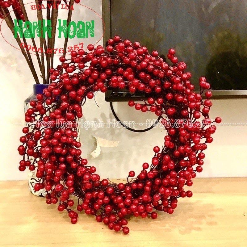 Combo 10 Chùm Quả Cherry, Nhánh Đào Đông Trang Trí Giỏ Quà, Noel,Hoa Sáp Hoa Lụa, Làm Oản - Phụ Kiện Trang Trí.