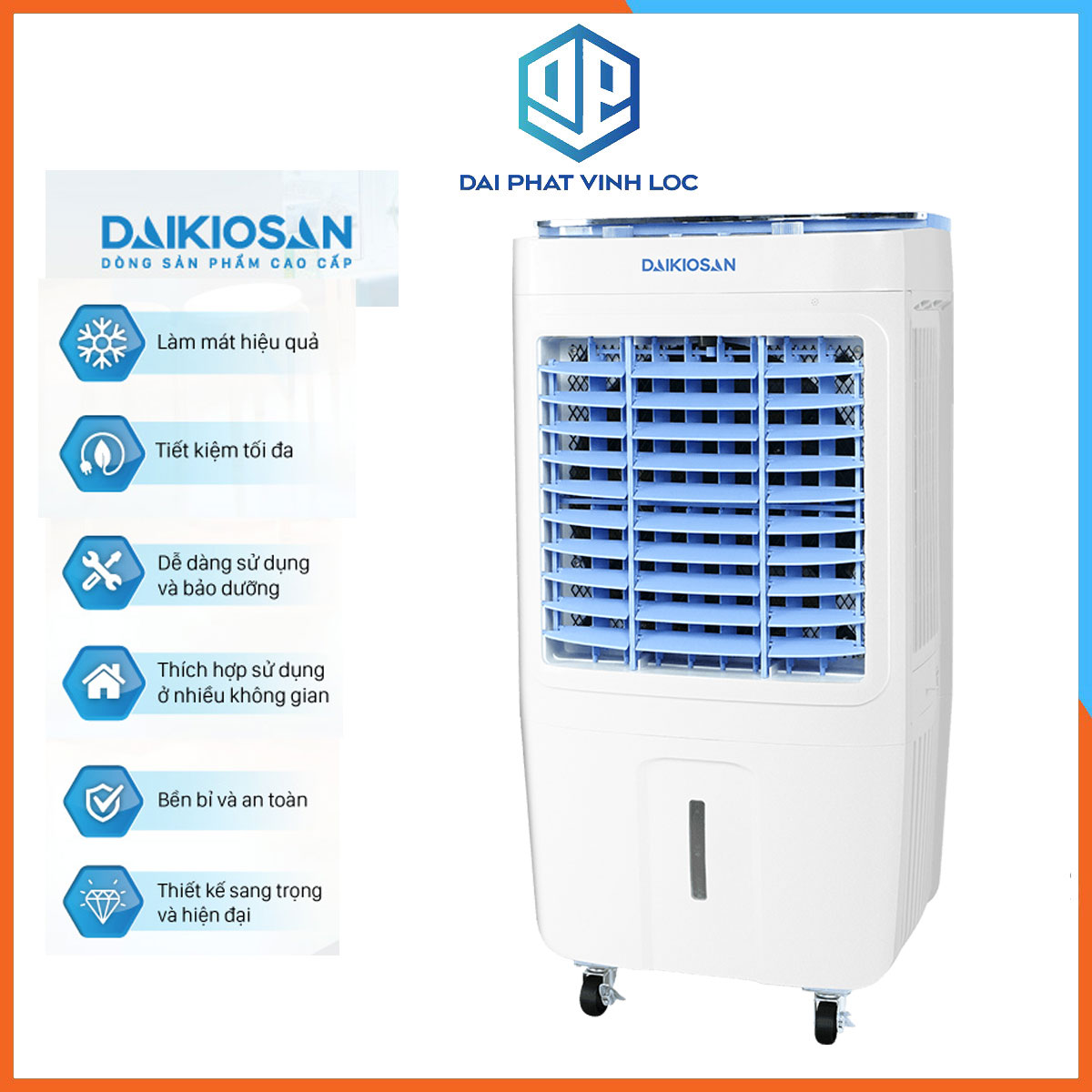 Máy Làm Mát Không Khí/Quạt Hơi Nước/Máy Điều Hòa Không Khí Daikiosan DKA-03500C - Không Khô Da - 110W - Bảo Hành 12 Tháng