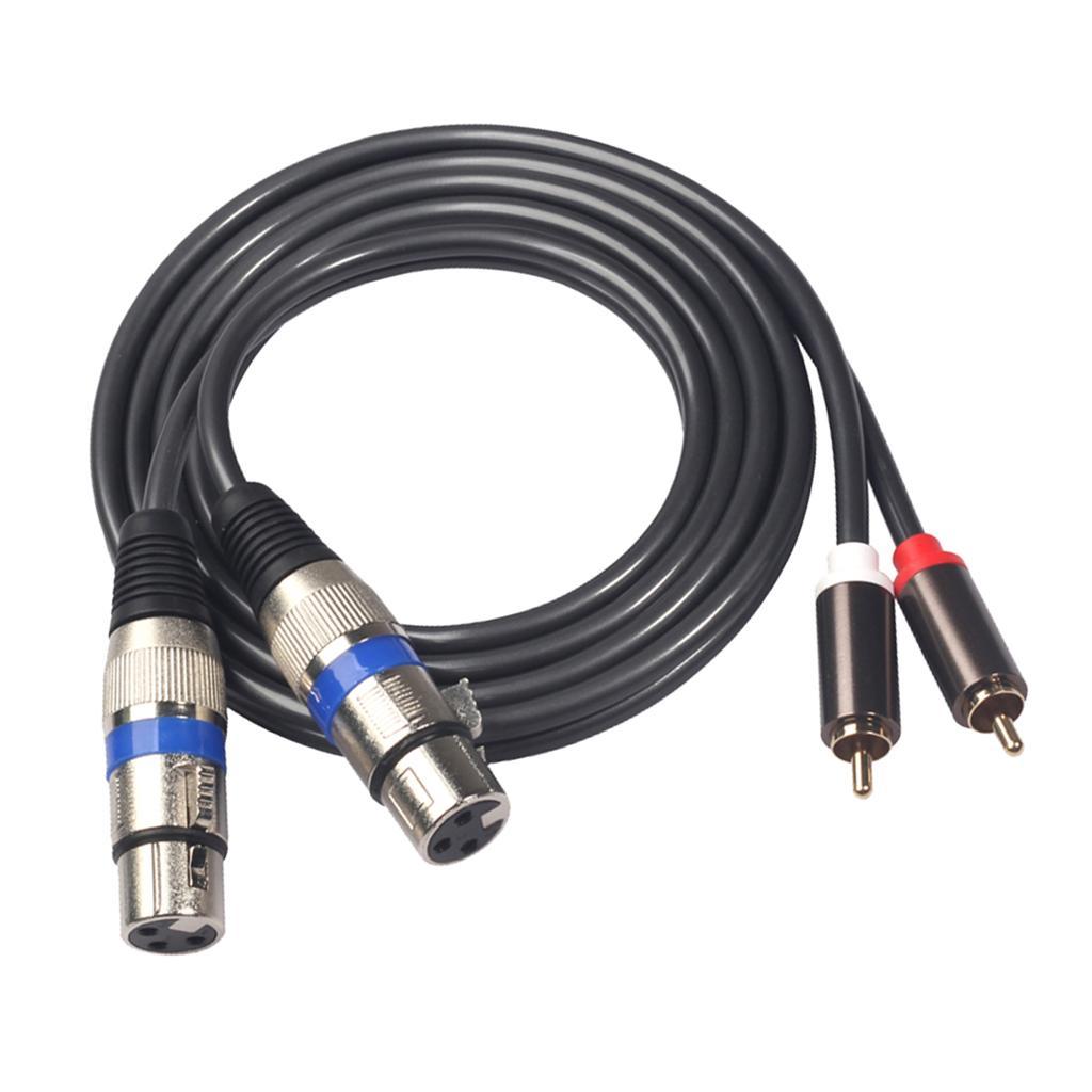 4.9ft XLR Female to RCA Male Cable, Gold Plated 2 RCA Male to 2 XLR Female