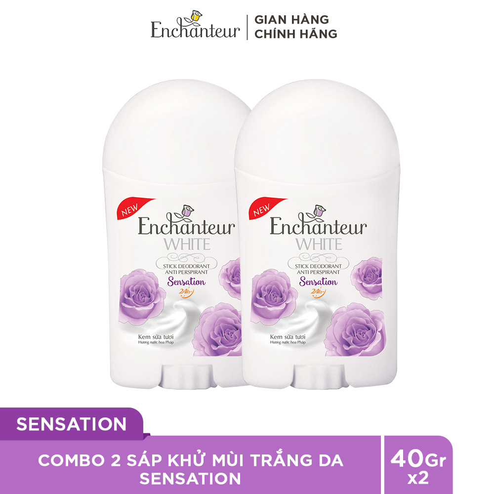 Combo 2 Sáp khử mùi trắng da Enchanteur Sensation 40g/chai