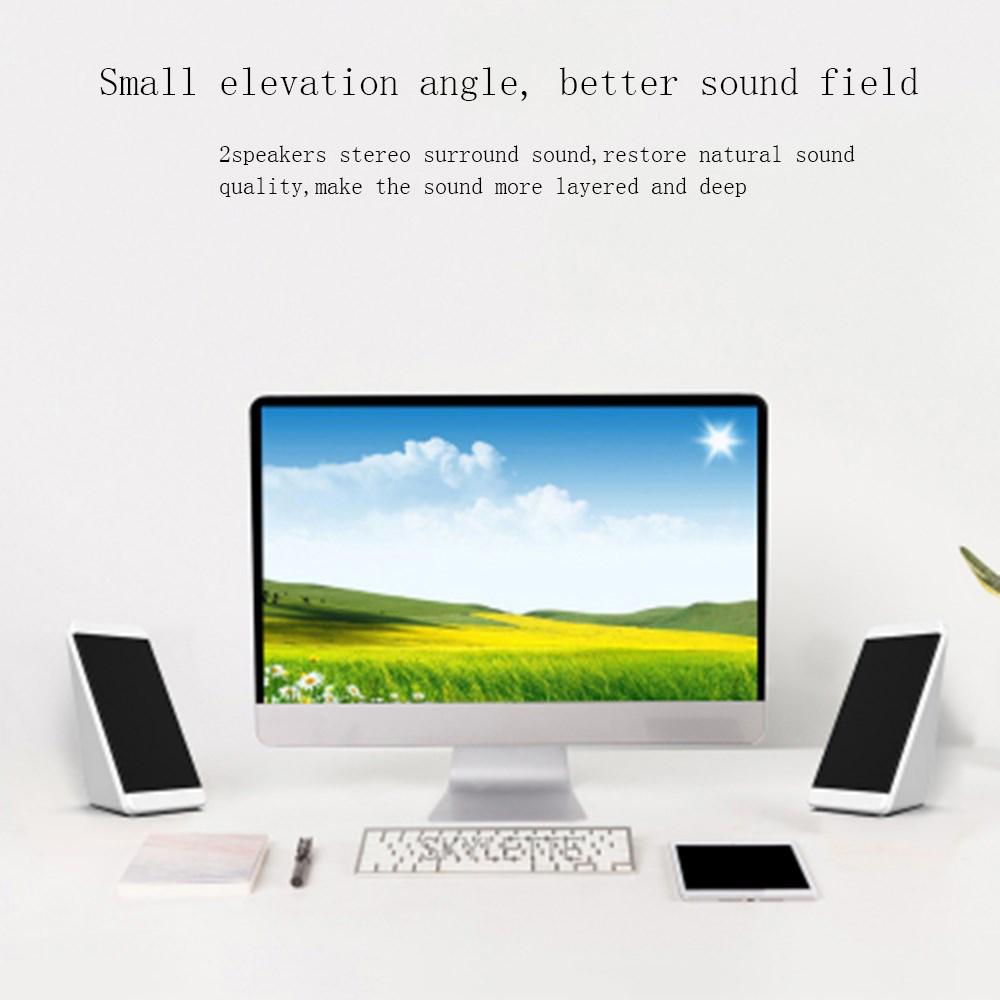 Loa máy tính có dây USB 2 miếng PC Độ cao góc điều khiển âm lượng cho máy tính để bàn, máy tính xách tay, điện thoại thông minh và máy tính bảng Color: White