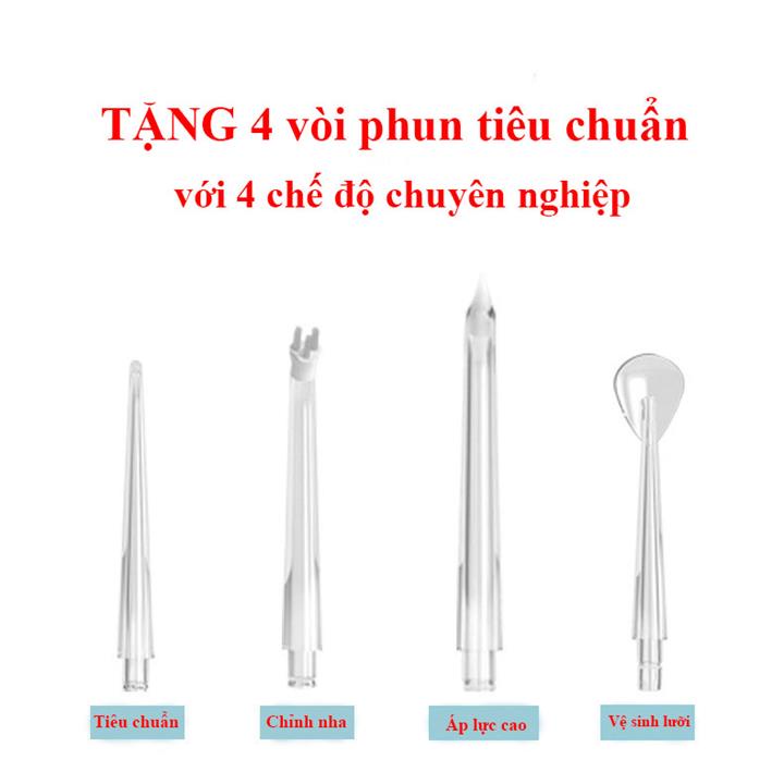 Máy Tăm Nước Cầm Tay Vệ Sinh Răng Miệng Oral Irrigator Tăm Nước Nha Khoa Mini Chống Thấm Nước Bản Tiếng Anh - TẶNG CẠO LƯỠI VÀ 4 ĐẦU VỆ SINH CHUYÊN DỤNG, Máy Xỉa Răng Nước 3 Cấp Độ Làm Sạch Sâu