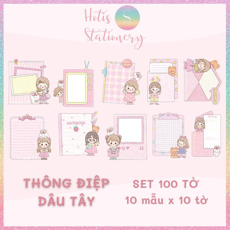 Set 100 tờ giấy ghi chú MUYU hoạt hình dễ thương, không keo dính