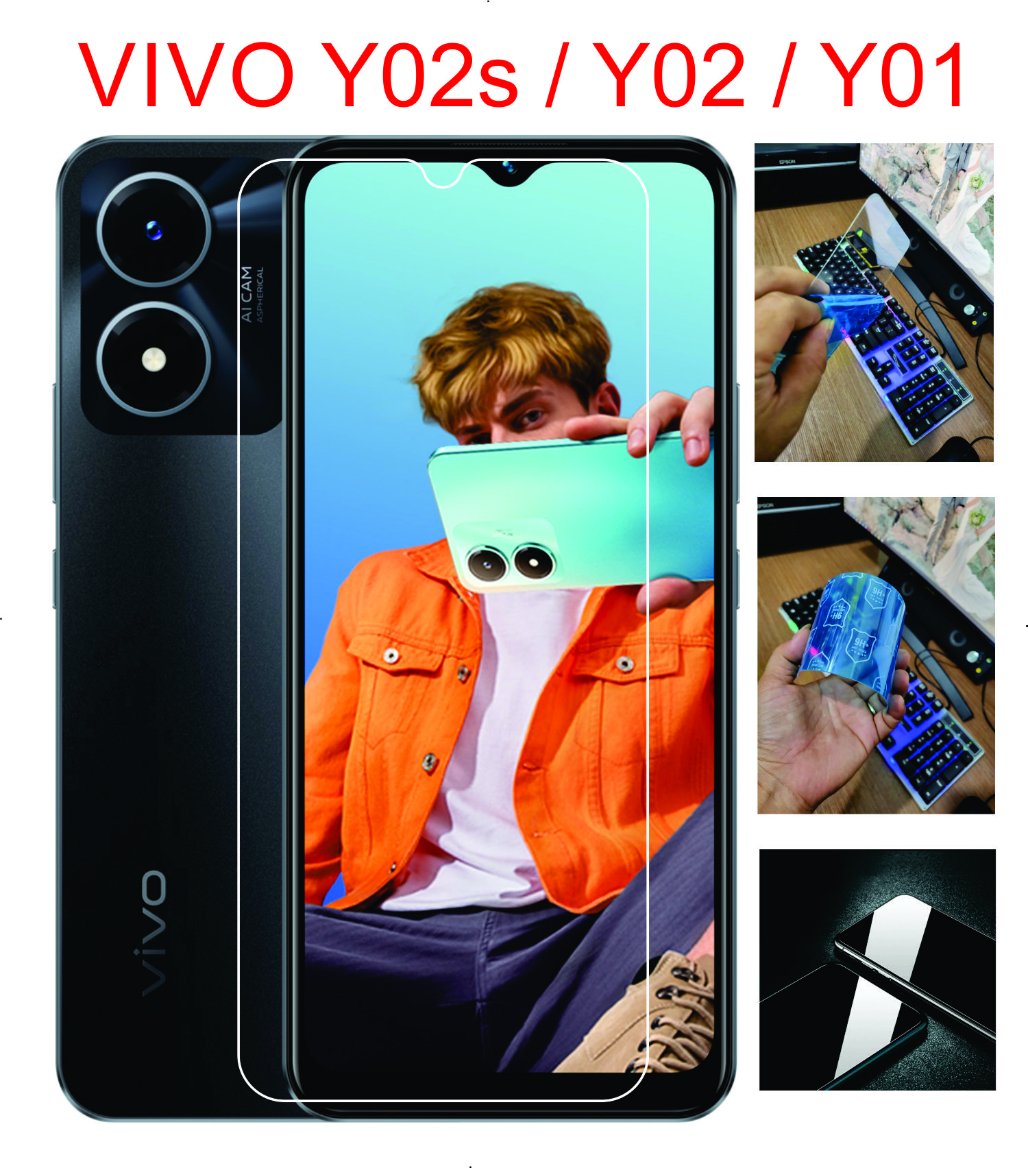 Cường lực dẻo dành cho VIVO Y02s / Y02 / Y01. Bảo vệ màng hình chống va đập trầy xước toàn diện