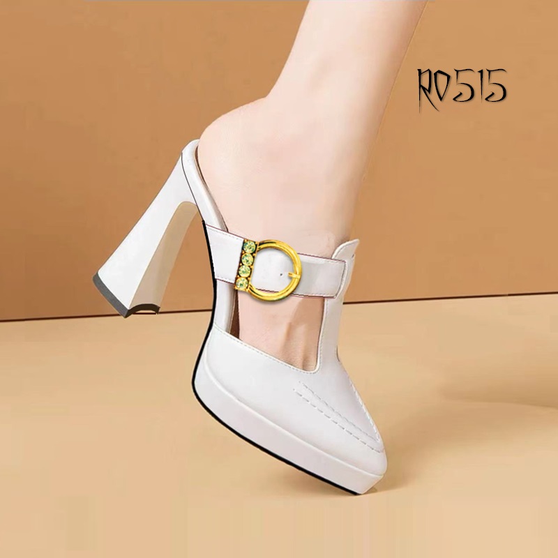 Giày sandal nữ cao gót 8 phân hàng hiệu rosata hai màu đen trắng thời trang ro515