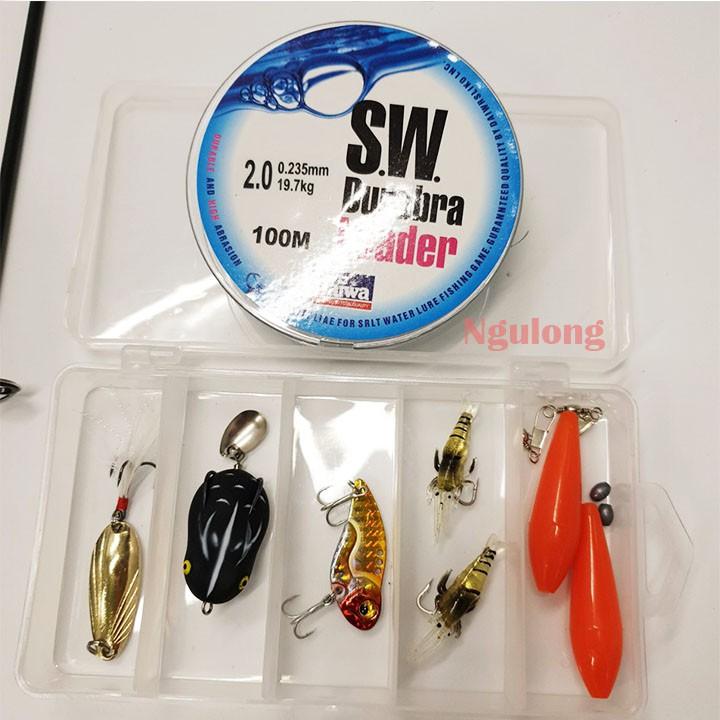 Bộ cần câu lure máy ngang ROM GOOD cao cấp, Máy ngang Staco tặng dây câu lure và hộp mồi