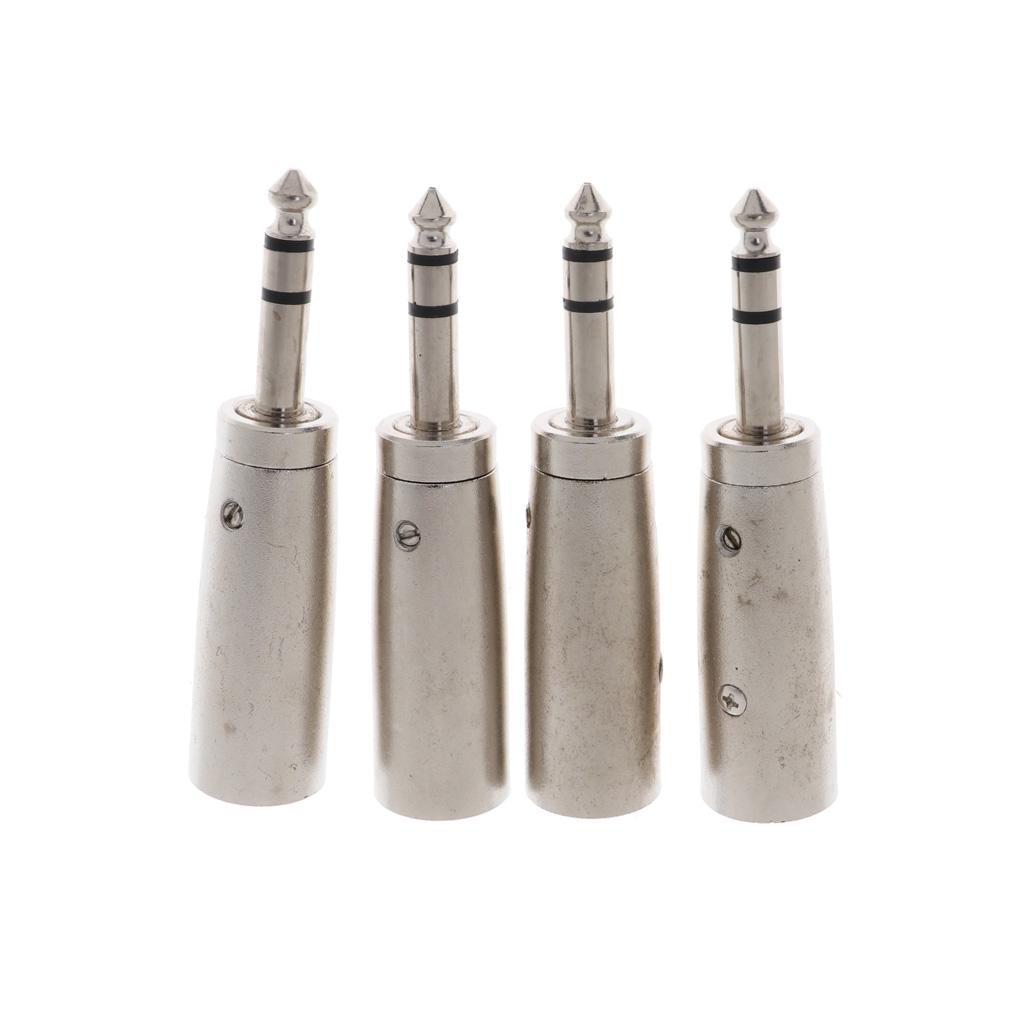 4PCS 1/4" 6.35mm Stereo Female Jack to 3-Pin Female -Audio Cable Mic Adapter