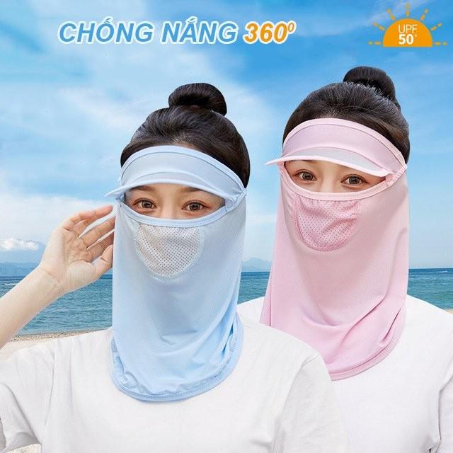 Nón chống nắng nữ che kín mặt cổ có vành rộng che nắng vải thun thoáng mát lỗ thở thông hơi hè 2021