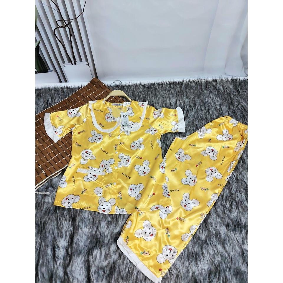 Pijama nữ lụa Satin mặc nhà ,Đồ Bộ , Đồ Ngủ Satin loại 1 quần dài Rumyh Họa tiết dễ thương ảnh chụp trực tiếp , Size M L