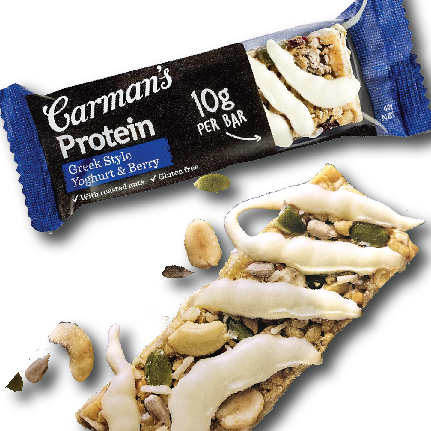 Thanh Giàu Đạm Carman's Protein Bar Greekstyle Yoghurt, Berry - Sữa Chua Hy Lạp, Quả Mọng - 200g