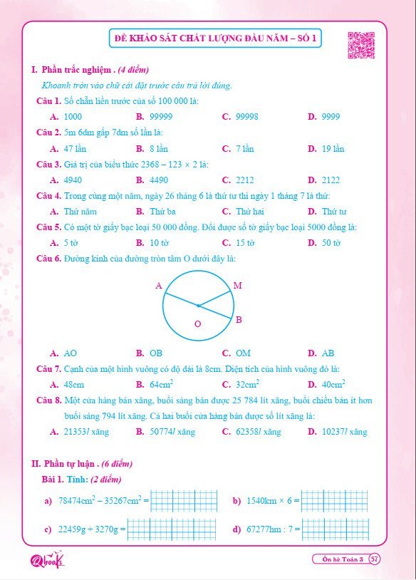 Bộ ÔN HÈ Lớp 3 (Toán + Tiếng Việt) - Dành cho học sinh lớp 3 lên lớp 4 - Theo chương trình SGK mới nhất