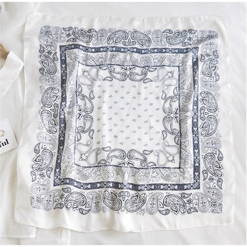 Khăn turban bandana lụa vuông cao cấp choàng cổ size 70x70cm thanh lịch đa năng dùng làm áo yếm in hoa văn trang trí