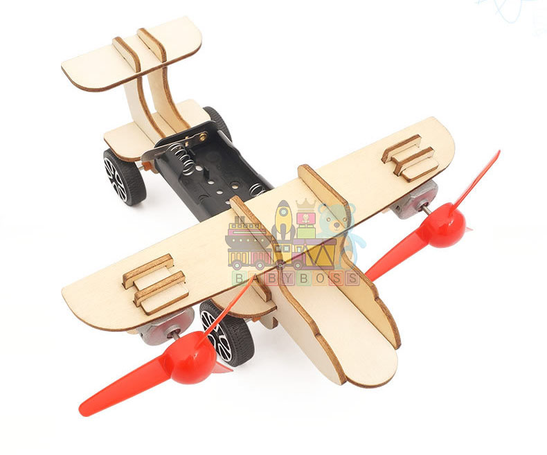 Bộ Đồ Chơi Khoa Học Và Công Nghệ Tự Làm DIY Wood Steam, Đồ Chơi Lắp Ghép STEM, Đồ Chơi Gỗ Cao Cấp Máy Bay 2 Động Cơ