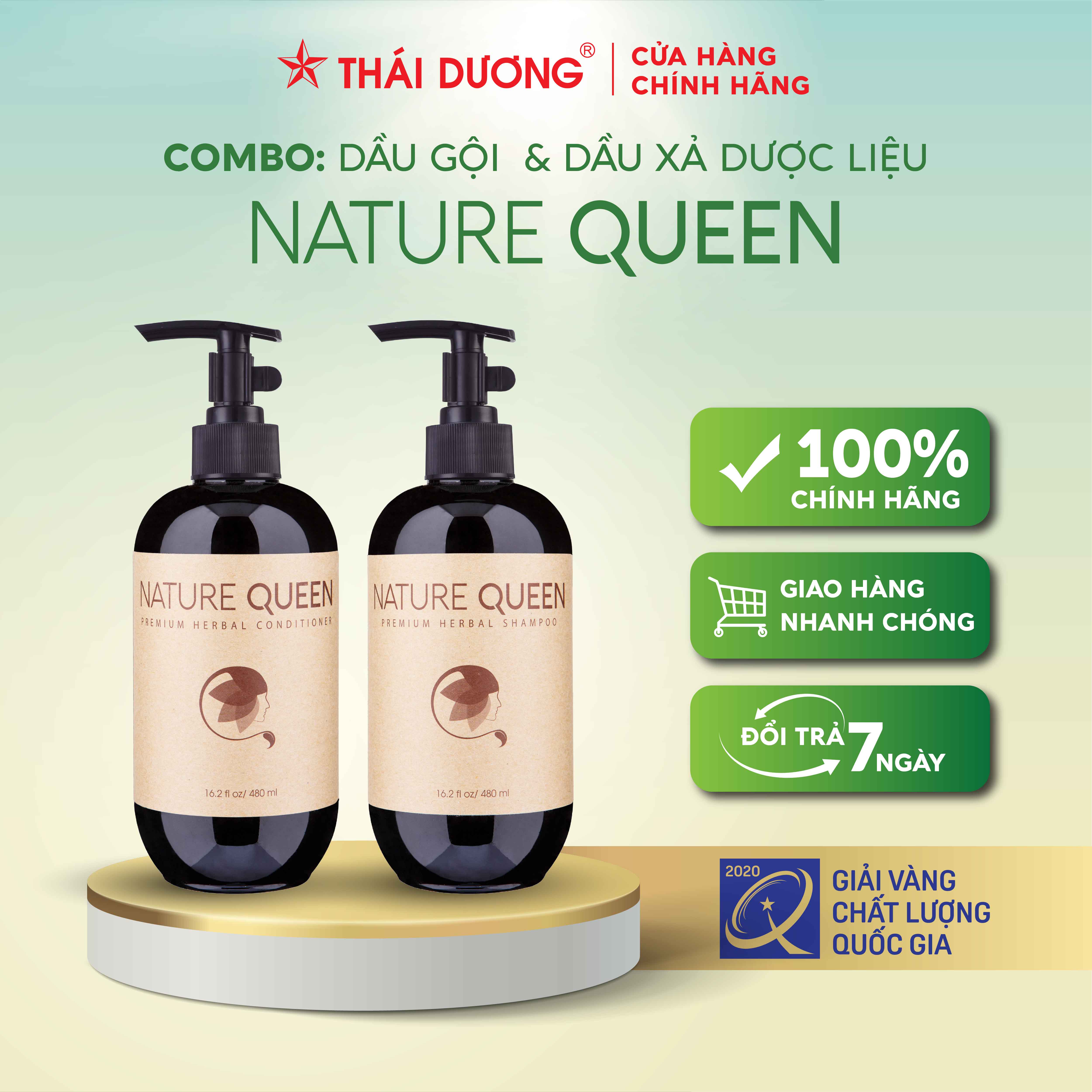 Bộ dầu gội và dầu xả cao cấp Nature Queen 100ml/480ml - Sao Thái Dương