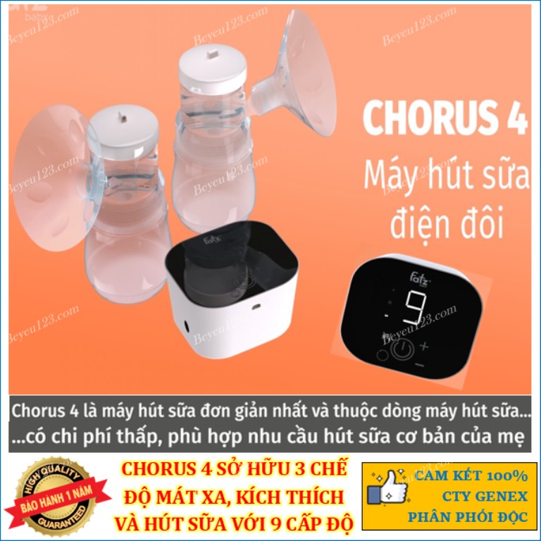 Máy hút sữa điện đôi Chorus 4 FatzBaby FB1101TY