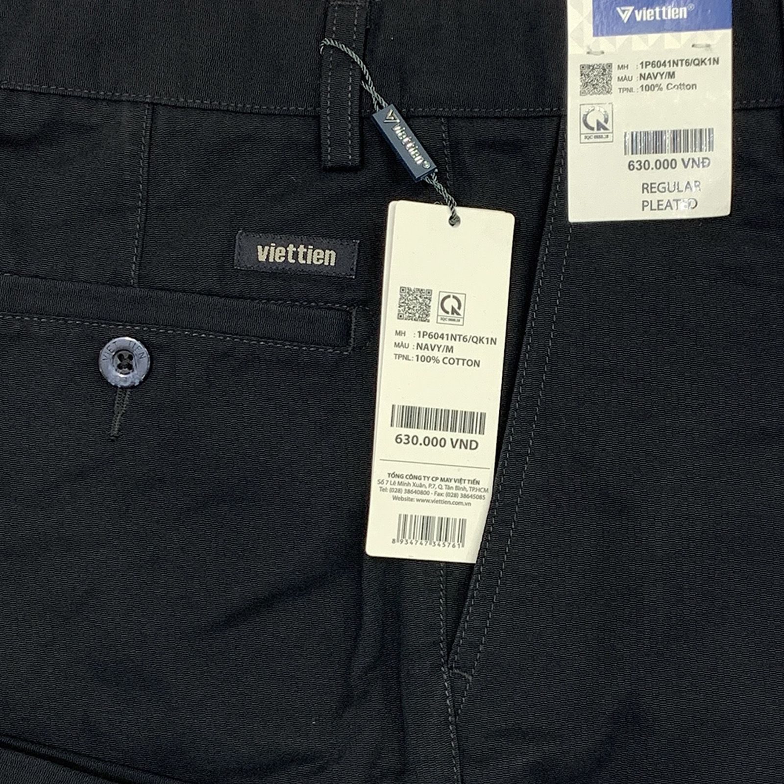 Quần kaki việt tiến màu xanh đen đậm có 1ly Regular 1P6041