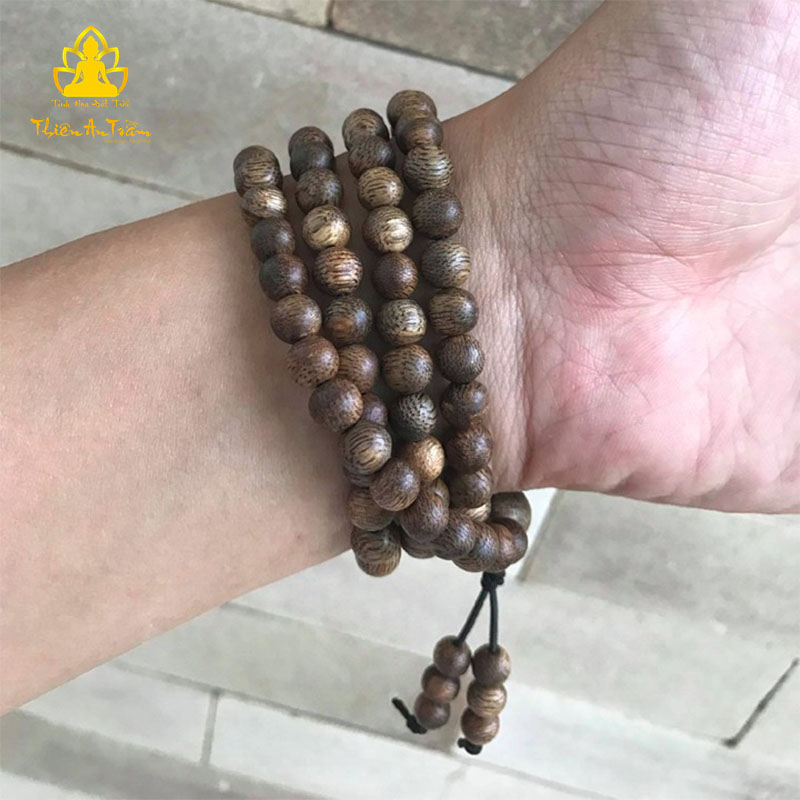 Chuỗi trầm hương 108 hạt - chuỗi trầm hương tốc tự nhiên cao cấp tài lộc hanh thông - Size 8mm